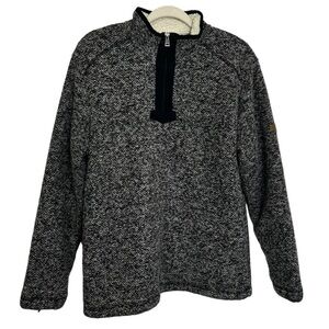 ORVIS Black Marl Half Zip Long Sleeve Knit Sherpa Lined Sweater EUC sz M